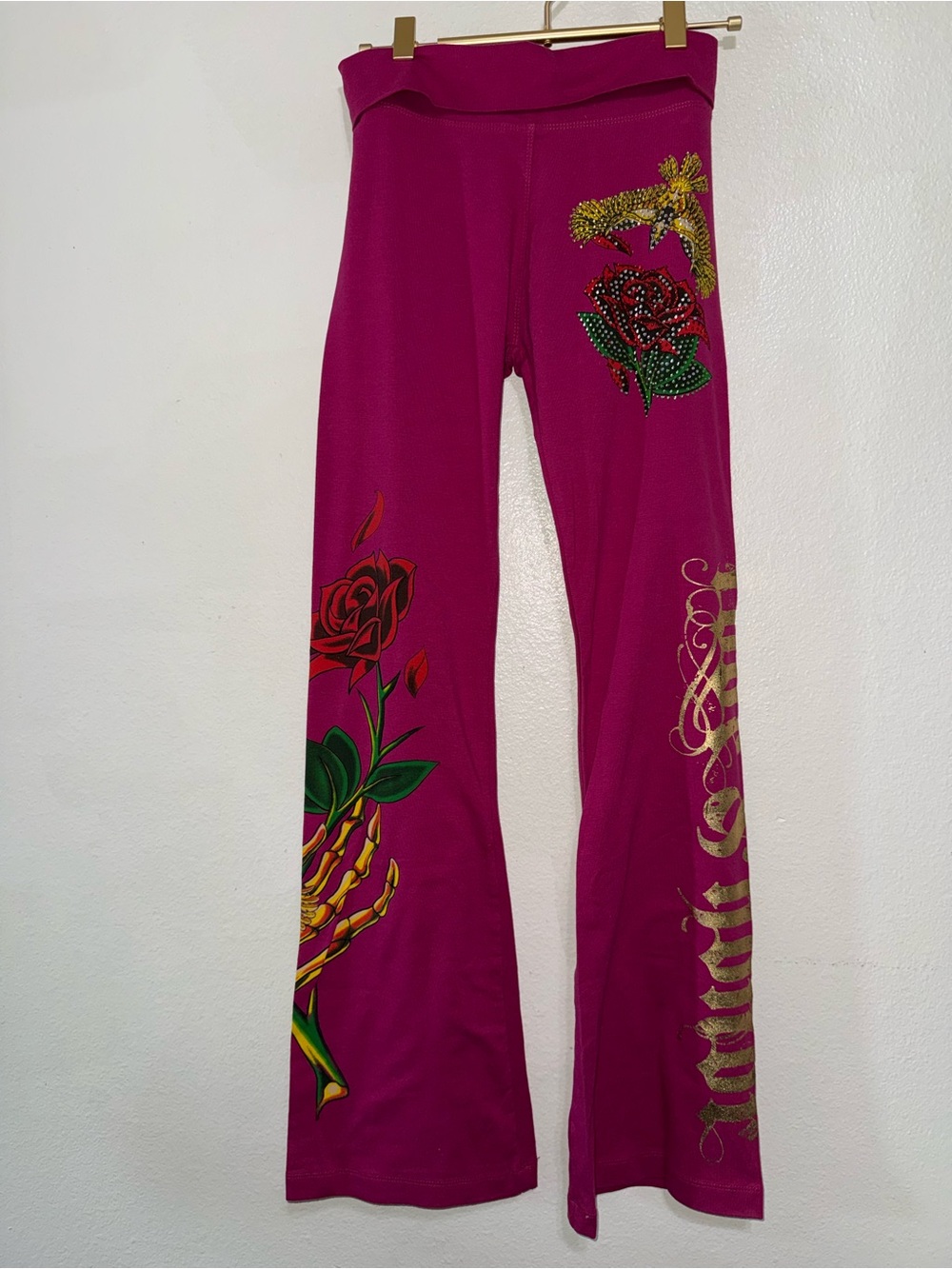 Women’s Magenta Embellished Flare Pants